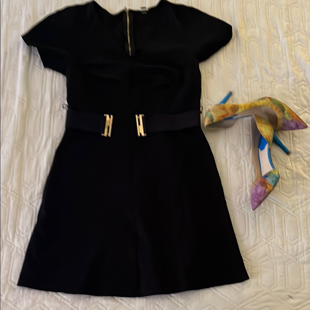 Ann Taylor Black and Gold Sheath Dress